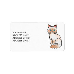 Röd Point Tabby Birman / Ragdoll & Anpassad Text Adressetikett