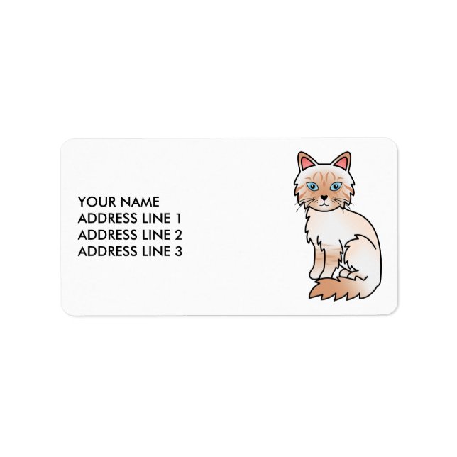 Röd Point Tabby Birman / Ragdoll & Anpassad Text Adressetikett (Framsidan)