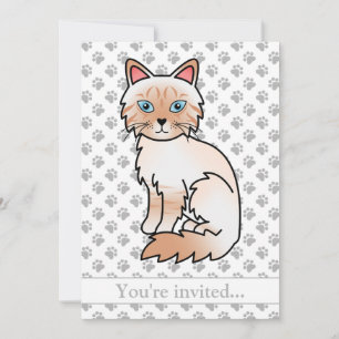Röd Point Tabby Birman/Ragdoll Katt Födelsedagsfes Inbjudningar