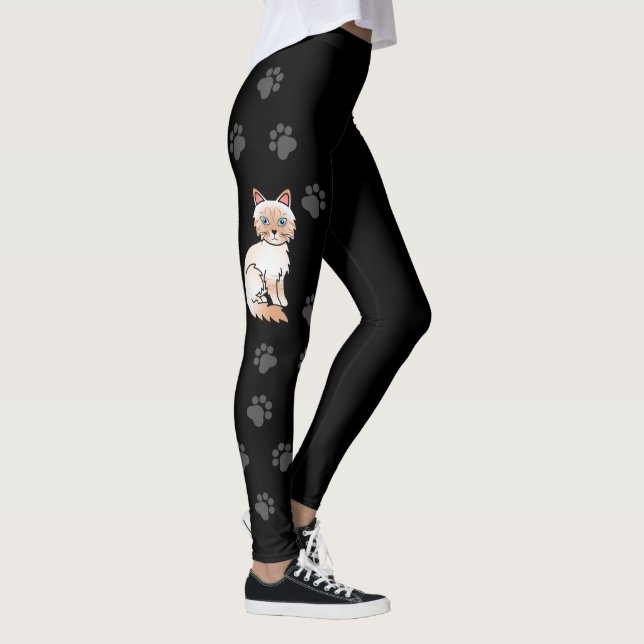Röd Point Tabby Birman/Ragdoll Katt & Svarta Tassa Leggings (Höger)
