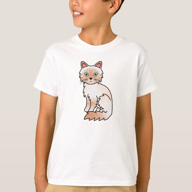 Röd Point Tabby Birman / Ragdoll Katt Tee Shirt (Framsida)