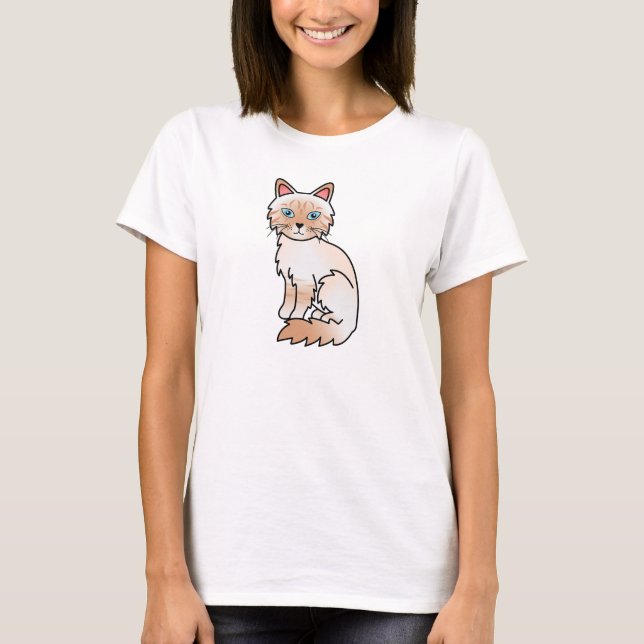 Röd Point Tabby Birman / Ragdoll Katt Tee Shirt (Framsida)