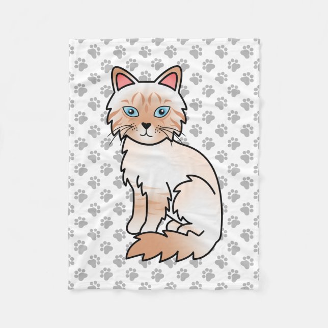 Röd Point Tabby Birman / Ragdoll Söt Katt & Tassar Fleecefilt (Framsidan)