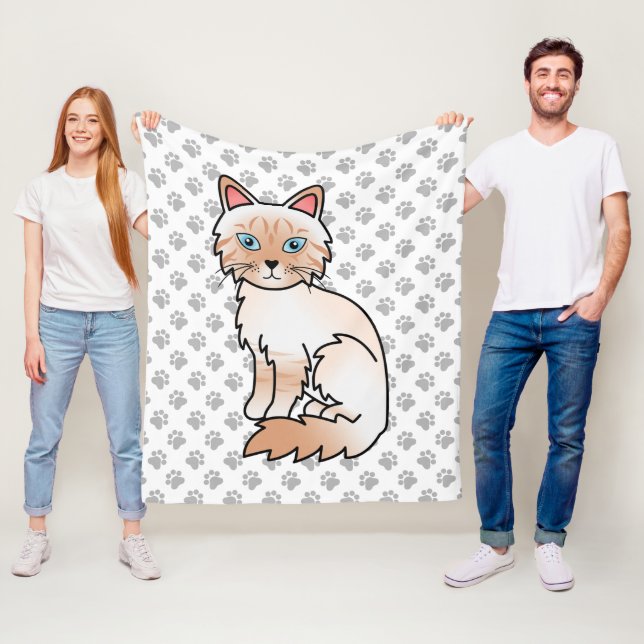 Röd Point Tabby Birman / Ragdoll Söt Katt & Tassar Fleecefilt (På plats)