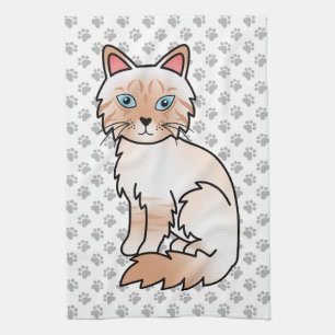 Röd Point Tabby Birman / Ragdoll Söt Katt & Tassar Kökshandduk