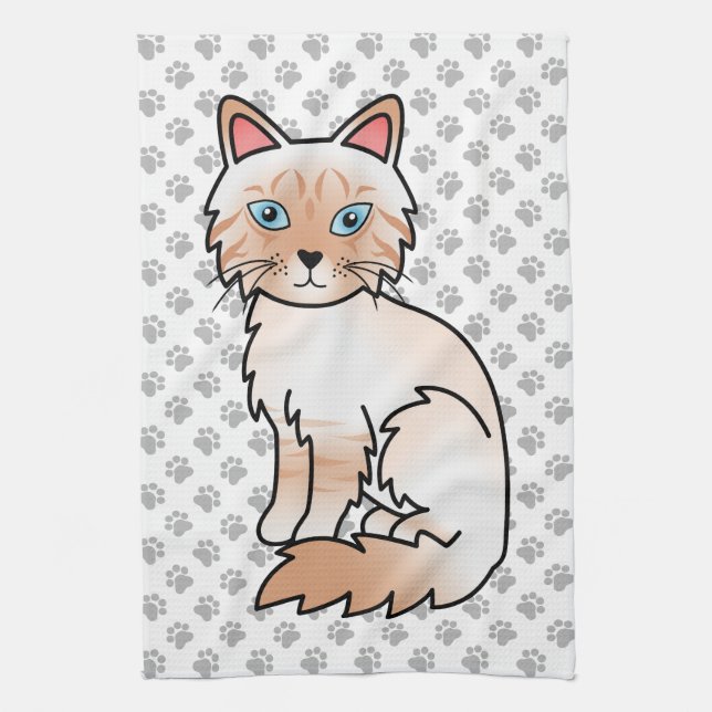 Röd Point Tabby Birman / Ragdoll Söt Katt & Tassar Kökshandduk (Vertikal)