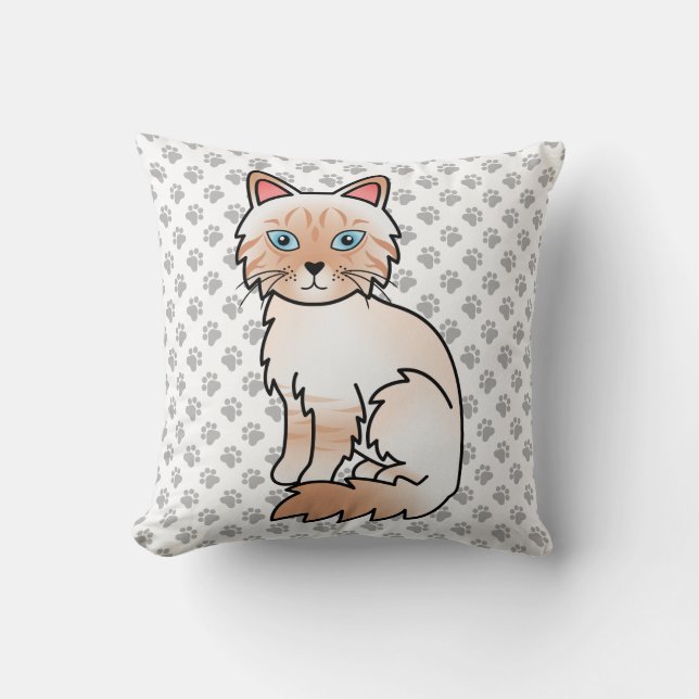 Röd Point Tabby Birman / Ragdoll Söt Katt & Tassar Kudde (Framsida)