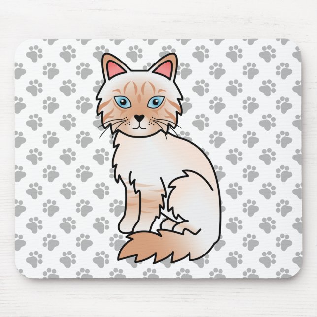 Röd Point Tabby Birman / Ragdoll Söt Katt & Tassar Musmatta (Framsidan)