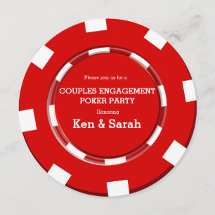 Röd Poker Chip Hjärtformad Förlovningsinbjudan til Inbjudningar