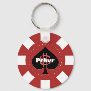 Röd pokerchip Keychain Nyckelring