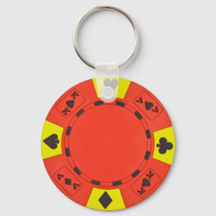 Röd pokerchip nyckelring