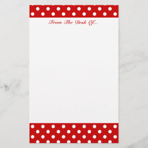Röd polka dots + Beställnings- färg Brevpapper