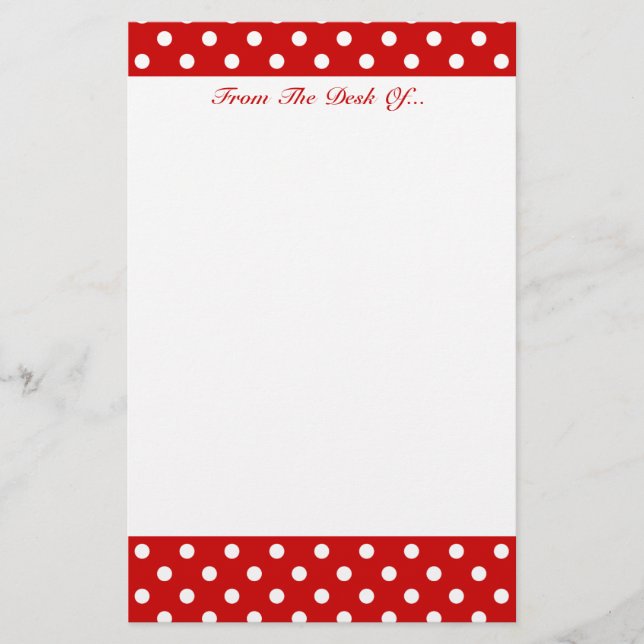Röd polka dots + Beställnings- färg Brevpapper (Framsida)
