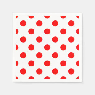 Röd Polka dots i vit bakgrund Pappersservett