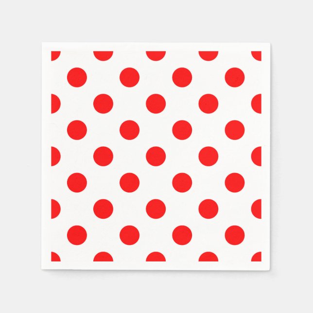 Röd Polka dots i vit bakgrund Pappersservett (Framsidan)