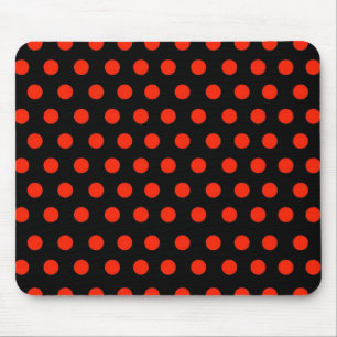 Röd polka dots med svart bakgrund musmatta