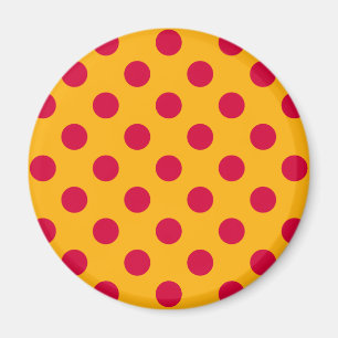 Röd polka dots på gult magnet
