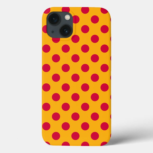 Röd polka dots på gulten Fodral-Mate iphone case (Baksida)