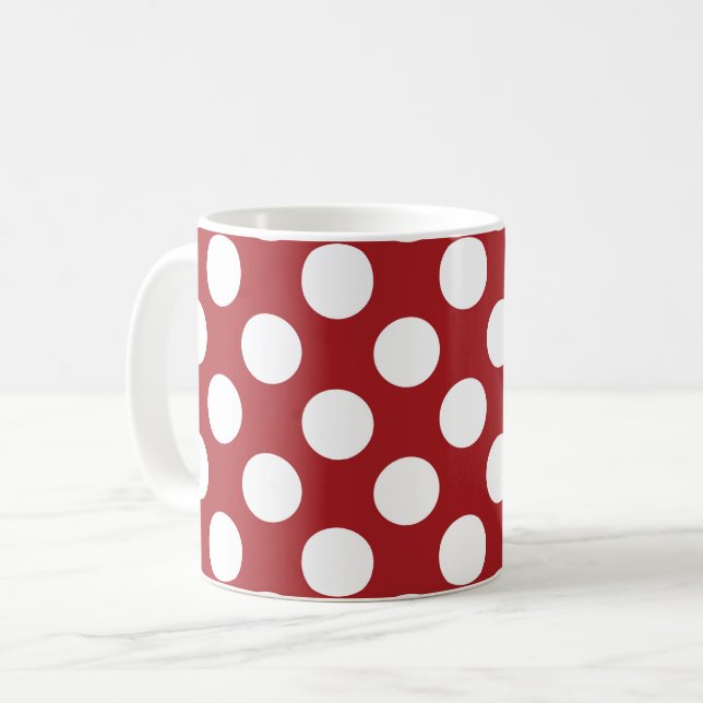 Röd Polka dots, Polka Dot Mönster, Dit, Dit, Docka Kaffemugg (Framsida vänster)