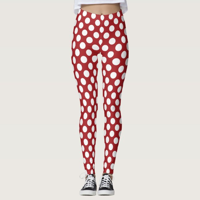 Röd Polka dots, Polka Dot Mönster, Dit, Dit, Docka Leggings (Framsida)