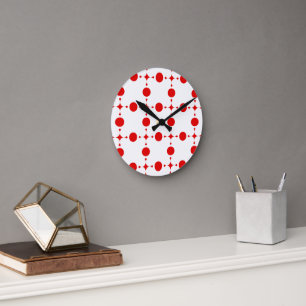 Röd Polka dots, Polka Dot Mönster, Dit, Dit, Docka Rund Klocka