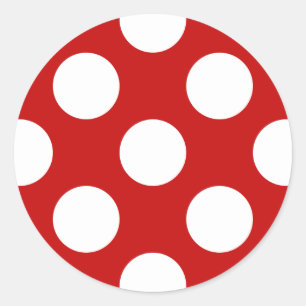 Röd Polka dots, Polka Dot Mönster, Dit, Dit, Docka Runt Klistermärke