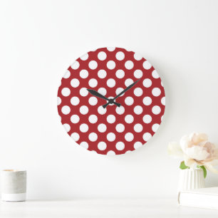 Röd Polka dots, Polka Dot Mönster, Dit, Dit, Docka Stor Klocka
