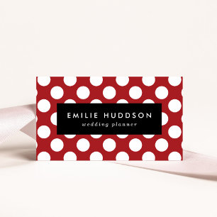 Röd Polka dots, Polka Dot Mönster, Dit, Dit, Docka Visitkort