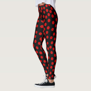 Röd Polka dots som du väljer Bakgrund Färg Leggings
