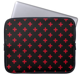 Röd polka kor på svart laptop fodral
