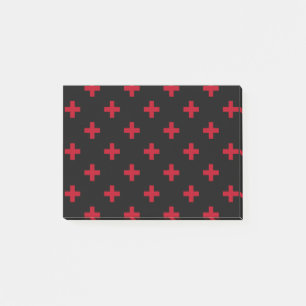 Röd polka kor på svart post-it block