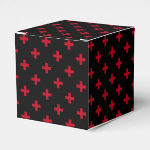 Röd polka kor på svart presentaskar
