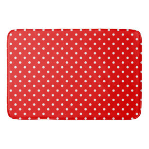 Röd polka punkt badrumsmatta