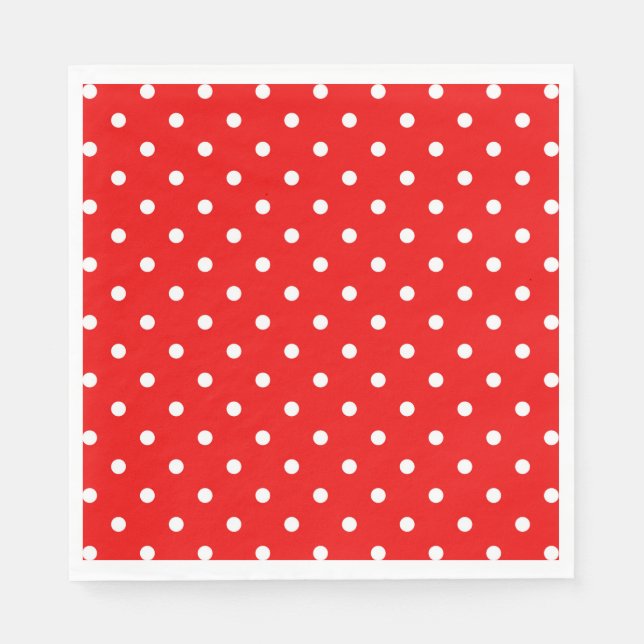 Röd polka punkt pappersservett (Framsidan)