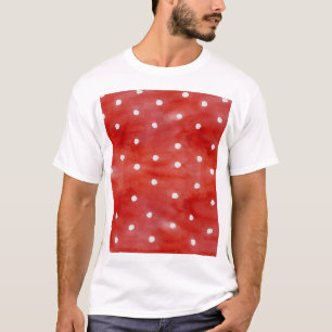 Röd polka punkt, vattenfärg, sömlös mönster. t shirt