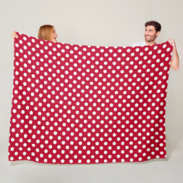 Röd + Polka White Dots Fleecefilt
