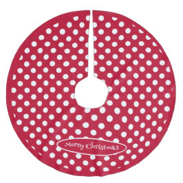 Röd + Polka White Dots Julgransmatta Borstad Polyester