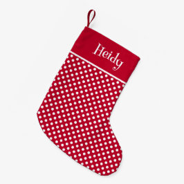 Röd + Polka White Dots Liten Julstrumpa