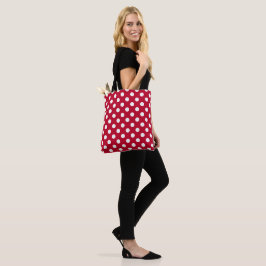 Röd + Polka White Dots Tygkasse