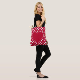 Röd + Polka White Dots Tygkasse