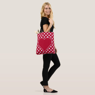 Röd + Polka White Dots Tygkasse