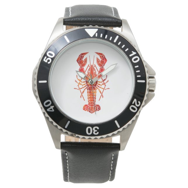 Röd polygonal hummer armbandsur (Framsida)
