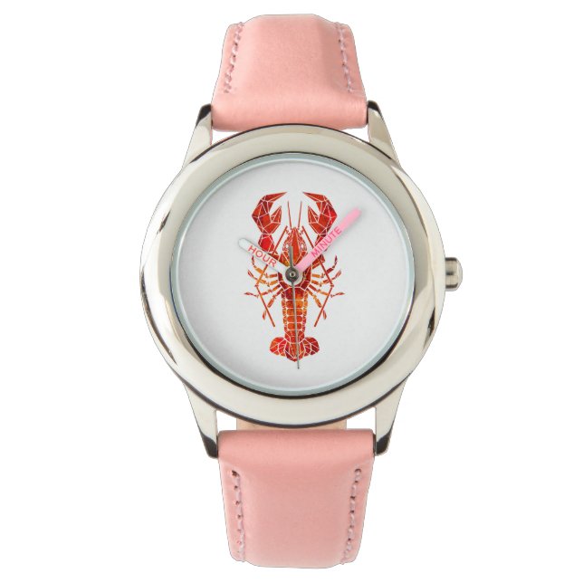Röd polygonal hummer armbandsur (Framsida)