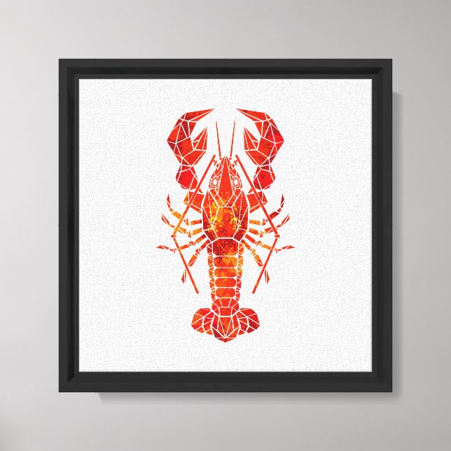 Röd polygonal hummer canvastryck (Framsida)