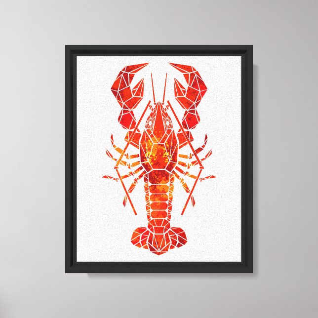 Röd polygonal hummer canvastryck (Framsida)