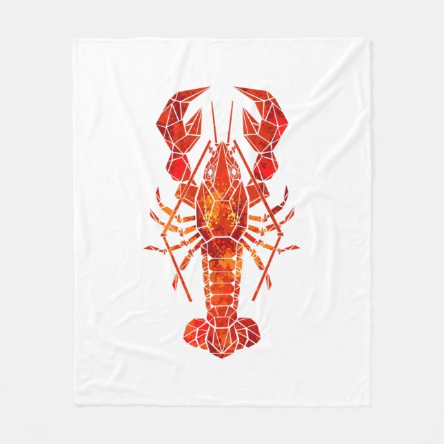 Röd polygonal hummer fleecefilt (Framsidan)