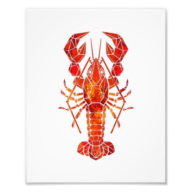 Röd polygonal hummer fototryck (Framsidan)