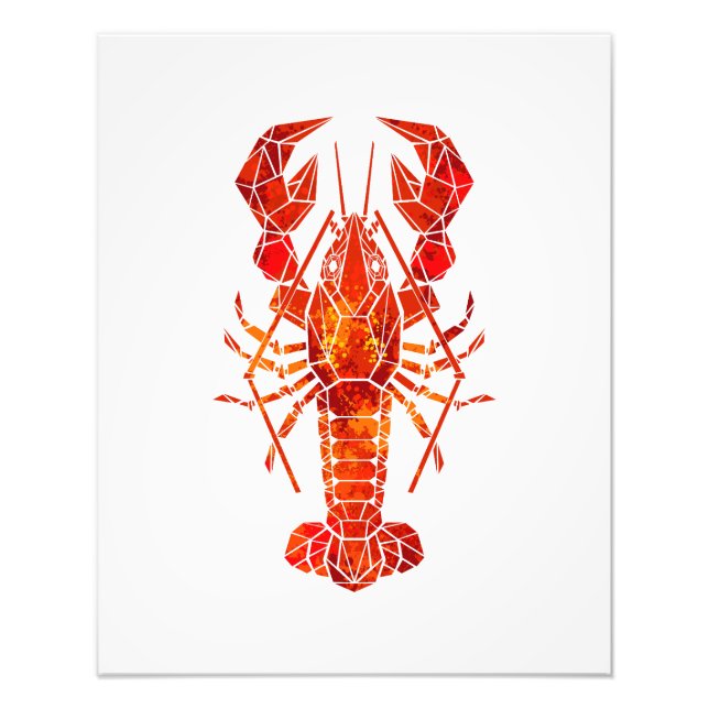 Röd polygonal hummer fototryck (Framsidan)