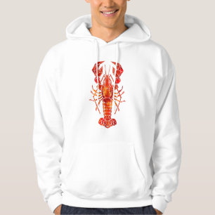Röd polygonal hummer hoodie