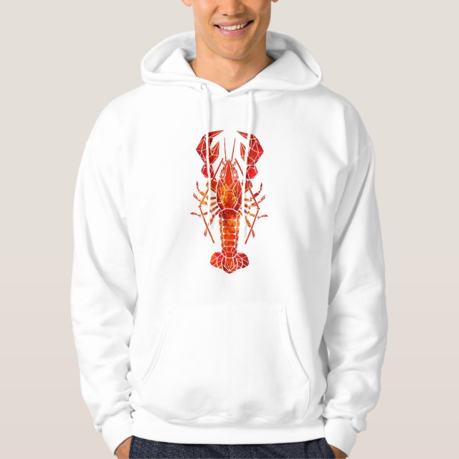 Röd polygonal hummer hoodie (Framsida)